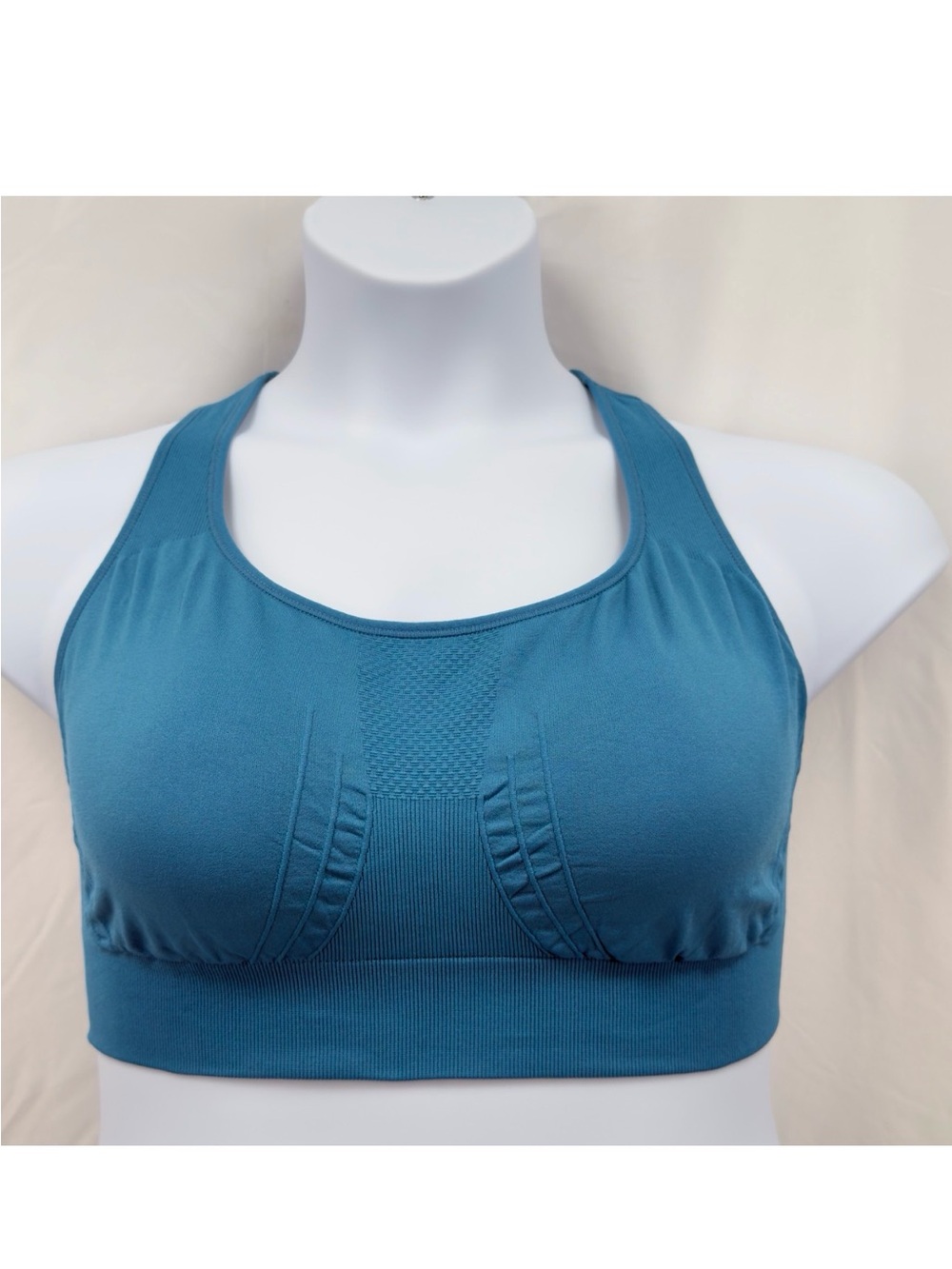 NowSunday Sports Bra 2XL Teal Seamless Racerback Sewn-In Pads Wireless 1145